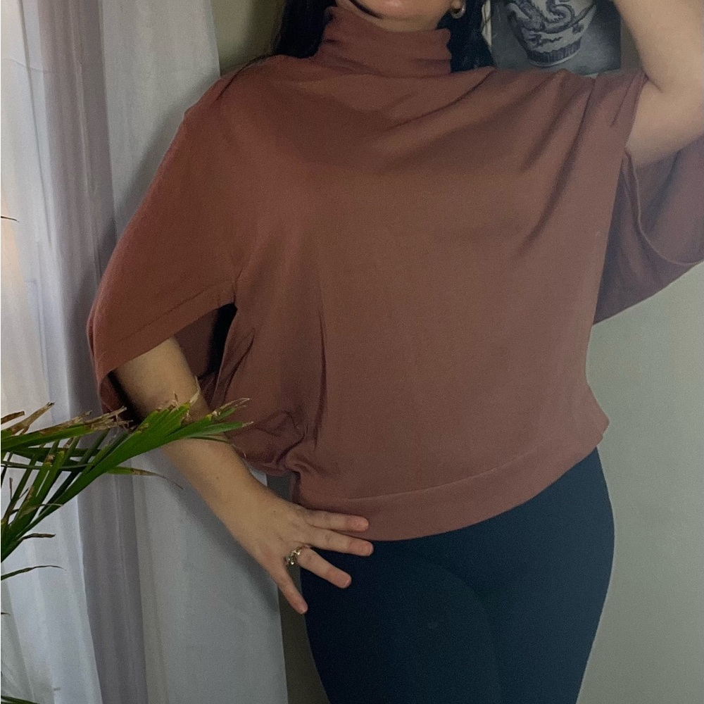 UKASTYLE TOP PONCHO STYLE SIZE M BROWN - Picture 3 of 15